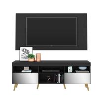 Rack com Painel Retrô com Espelho para TV até 65" Multimóveis Flórida FG3138 Preto/Natural