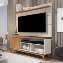 Rack com Painel Retrô para TV até 60 Polegadas MDF 136cmx133cm Pés em Madeira Maciça Malbec Wood