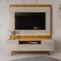 Rack com Painel Ripado até 70 Polegadas com LED 180cm Pés Madeira Maciça Orlando São Paulo