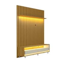 Rack com Painel Ripado até 70 Polegadas Sintra com LED 2 GV Cedro e Off White Alt 218 Larg 177 cm