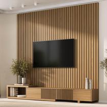 Rack com Painel Ripado Extensível para TV até 86 Polegadas 244cmx250cm Aruá CabeCasa MadeiraOriginals Rack com Painel Ripado Extensível para TV até 86 Polegadas 244cmx250cm Aruá CabeCasa MadeiraOriginals