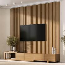 Rack com Painel Ripado Extensível para TV até 86 Polegadas 244cmx250cm Liso Aruá CabeCasa MadeiraOriginals