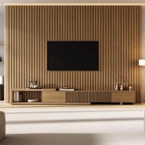 Rack com Painel Ripado Extensível para TV até 86 Polegadas 320CMX230CM Aruá CabeCasa MadeiraOriginals Rack com Painel Ripado Extensível para TV até 86 Polegadas 320CMX230CM Aruá CabeCasa MadeiraOriginals