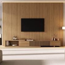 Rack com Painel Ripado Extensível para TV até 86 Polegadas 320cmx230cm Aruá CabeCasa MadeiraOriginals