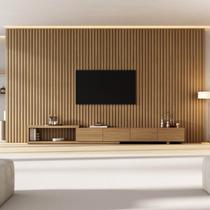Rack com Painel Ripado Extensível para TV até 86 Polegadas 400cmx250cm Liso Aruá CabeCasa MadeiraOriginals