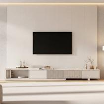 Rack com Painel Ripado Extensível TV 86 Polegadas 280x250cm Aruá CabeCasa MadeiraOriginals Off White Rack com Painel Ripado Extensível TV 86 Polegadas 280x250cm Aruá CabeCasa MadeiraOriginals Off White
