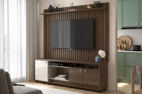 Rack Com Painel Ripado Frisado Para Sala de Estar Dallas Lukaliam