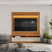 Rack com Painel Ripado Ouro Preto Rack com Painel Ripado Ouro Preto