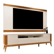 Rack Com Painel Ripado Para TV 75 Pol Brunt EAX Móveis Off White/Cedro Rack Com Painel Ripado Para TV 75 Pol Brunt EAX Móveis Off White/Cedro
