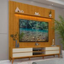 Rack com Painel Ripado para Tv 84 Polegadas com Led 4 Gavetas 228,8cm 100% Mdf Nobre Clean/magnífico