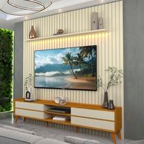 Rack com Painel Ripado para Tv 84 Polegadas com Led 4 Gavetas 228,8cm 100% Mdf Nobre/magnífico