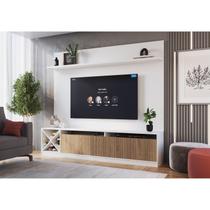 Rack com Painel Ripado para TV até 50 Polegadas 160cmx149,5cm Impressão 2 Portas Adega Roma Branco/Brise