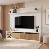 Rack com Painel Ripado para TV até 50 Polegadas 160CMX149,5cm Impressão 2 Portas Adega Roma Branco