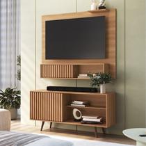 Rack com Painel Ripado para TV até 55 Polegadas 136cmx108cm San Diego Tucson Marrom Freijó