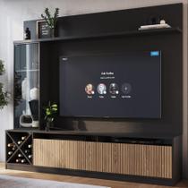 Rack com Painel Ripado para TV até 60 Polegadas 200cmx149,5cm Impressão Adega e Cristaleira Capri