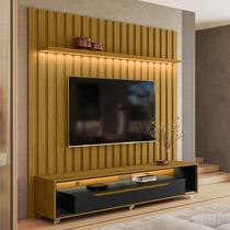 Rack com Painel Ripado para TV até 70 Polegadas com LED MDF 177CMX218CM London e Loop com Rodízios