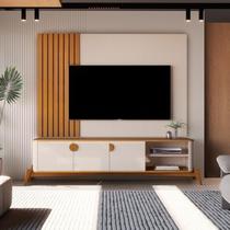Rack com Painel Ripado para TV até 70 Polegadas MDF 195cmx136cm Off White Nature Buriti