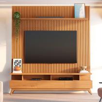Rack com Painel Ripado para TV até 72 Polegadas 100% MDF 185,5cmx250cm Yucca CabeCasa MadeiraOriginals