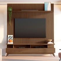 Rack com Painel Ripado para TV até 72 Polegadas 100% MDF 185,5cmx250cm Yucca CabeCasa MadeiraOriginals Marrom Cedro Rack com Painel Ripado para TV até 72 Polegadas 100% MDF 185,5cmx250cm Yucca CabeCasa MadeiraOriginals Marrom Cedro