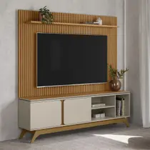 Rack com Painel Ripado para TV até 75 Polegadas 2 Portas com Pés Istambul Genova 2.0 Linea Brasil Rack com Painel Ripado para TV até 75 Polegadas 2 Portas com Pés Istambul Genova 2.0 Linea Brasil