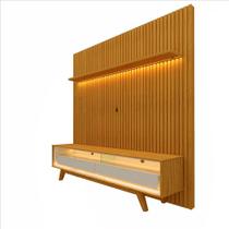 Rack com Painel Ripado para TV até 75 Polegadas com LED 100% MDF 184cmx308cm Nobre