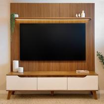 Rack com Painel Ripado para TV até 75 Polegadas com LED Impressão Ripada 3D Liverpool