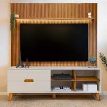 Rack com Painel Ripado para TV até 75 Polegadas com LED Impressão Ripada 3D Verona/Liverpool