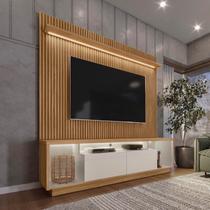 Rack com Painel Ripado para TV até 75 Polegadas com LED MDF 181cmx204cm Cronos CabeCasa MadeiraOriginals