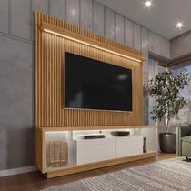Rack com Painel Ripado para TV até 75 Polegadas com LED MDF 181cmx204cm Cronos CabeCasa MadeiraOriginals Rack com Painel Ripado para TV até 75 Polegadas com LED MDF 181cmx204cm Cronos CabeCasa MadeiraOriginals