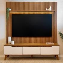 Rack com Painel Ripado para TV até 75 Polegadas com LED MDF 185,5cmx183cm Impressão Ripada 3D Liverpool