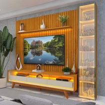 Rack com Painel Ripado para Tv até 85" 3g1p Led/pés Mad/esp 266,8cm 100% Mdf Nobre Clean/requinte/luminare