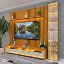 Rack com Painel Ripado para Tv até 85" 3g1p Led/rodízios/esp 100% Mdf Nobre Clean/requinte/luminare 224cmx266,8cm Rack com Painel Ripado para Tv até 85" 3g1p Led/rodízios/esp 100% Mdf Nobre Clean/requinte/luminare 224cmx266,8cm