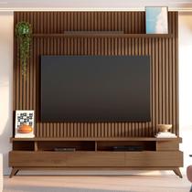 Rack com Painel Ripado para TV até 85 Polegadas 100% MDF 230,5cmx250cm Yucca CabeCasa MadeiraOriginals