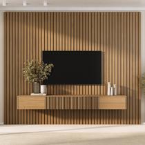 Rack com Painel Ripado para TV até 86 Polegadas 280cmx230cm Aruá CabeCasa MadeiraOriginals
