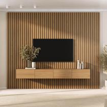 Rack com Painel Ripado para TV até 86 Polegadas 280cmx230cm Liso Aruá CabeCasa MadeiraOriginals Rack com Painel Ripado para TV até 86 Polegadas 280cmx230cm Liso Aruá CabeCasa MadeiraOriginals