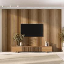 Rack com Painel Ripado para TV até 86 Polegadas 320cmx230cm Aruá CabeCasa MadeiraOriginals