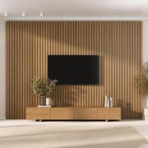 Rack com Painel Ripado para TV até 86 Polegadas 320cmx250cm Liso Aruá CabeCasa MadeiraOriginals