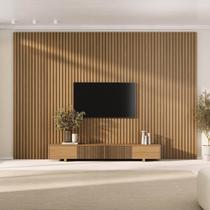 Rack com Painel Ripado para TV até 86 Polegadas 360cmx250cm Aruá CabeCasa MadeiraOriginals Rack com Painel Ripado para TV até 86 Polegadas 360cmx250cm Aruá CabeCasa MadeiraOriginals