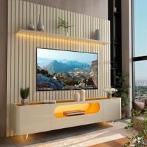 Rack com Painel Ripado para TV até 90 Polegadas 100% MDF 228,8cmx310cm 1 Gaveta 2 Portas Nobre