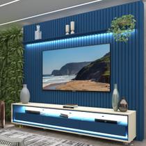 Rack com Painel Ripado para Tv até 90 Polegadas Led 3 Gavetas com Rodízios 230cm Naturale 100% MDF