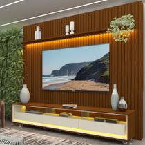 Rack com Painel Ripado para Tv até 90 Polegadas Led 3 Gavetas com Rodízios 230cm Naturale 100% MDF Rack com Painel Ripado para Tv até 90 Polegadas Led 3 Gavetas com Rodízios 230cm Naturale 100% MDF