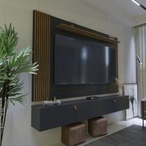 Rack com Painel Ripado Suspenso para TV até 70 Polegadas 2 Portas Grécia 180cm Rack com Painel Ripado Suspenso para TV até 70 Polegadas 2 Portas Grécia 180cm