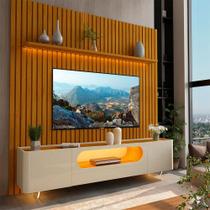 Rack com Painel Ripado TV até 90 Polegadas 1 Gaveta 2 Portas LED 230cm Nobre 100% MDF Rack com Painel Ripado TV até 90 Polegadas 1 Gaveta 2 Portas LED 230cm Nobre 100% MDF