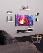 Rack com Painel Suspenso para TV de todas polegadas Saturno - Sala ou Quarto - Branco - Distribuidora Moreira