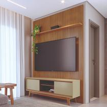 Rack com Painel Teto 244,5cm Ripado TV Até 65 Milo Madetec Rack com Painel Teto 244,5cm Ripado TV Até 65 Milo Madetec
