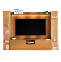 Rack com Painel Tucuma Ripado 180cm com Prateleira 2 Torres e Led 5 Portas 1 Gaveta Jb Bechara Rack com Painel Tucuma Ripado 180cm com Prateleira 2 Torres e Led 5 Portas 1 Gaveta Jb Bechara