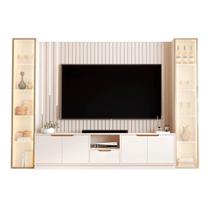 Rack com Painel Tucuma Ripado 2.3 Sem Prateleira 2 Torres com Led Cascata 6 Portas 1 Gaveta Jb Bechara Cor Off White Rack com Painel Tucuma Ripado 2.3 Sem Prateleira 2 Torres com Led Cascata 6 Portas 1 Gaveta Jb Bechara Cor Off White