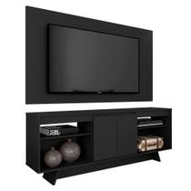 Rack Com Painel Tulum 1,60m 55 Polegadas Preto - Móveis Arapongas
