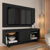 Rack Com Painel Tulum 1,60m 55 Polegadas Preto - Móveis Arapongas - A Móveis Arapongas