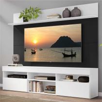 Rack com Painel TV 65" Madri Multimóveis com Suporte e Prateleira Branco/Preto